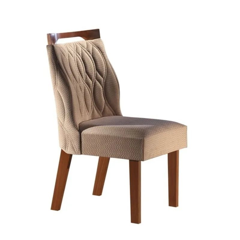 Conjunto 2 Cadeiras Deli LJ Móveis Castanho Prêmio/Suede Amêndoa