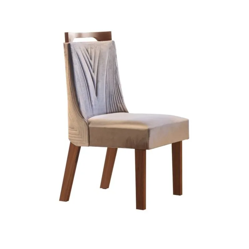 Conjunto 2 Cadeiras Cairo LJ Móveis Castanho Prêmio/Suede Capuccino