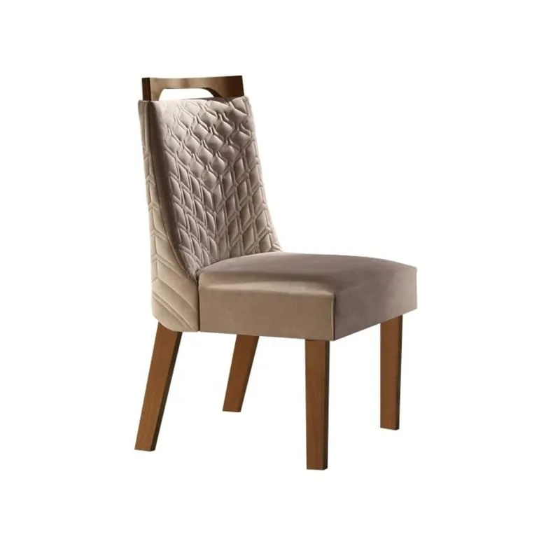 Conjunto 2 Cadeiras Nevada LJMóveis Castanho Prêmio/Suede Capuccino