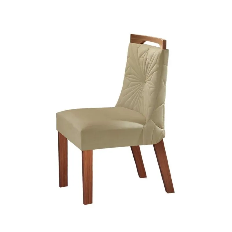 Conjunto 2 Cadeiras Diamante LJ Móveis Castanho Prêmio/Suede Creme