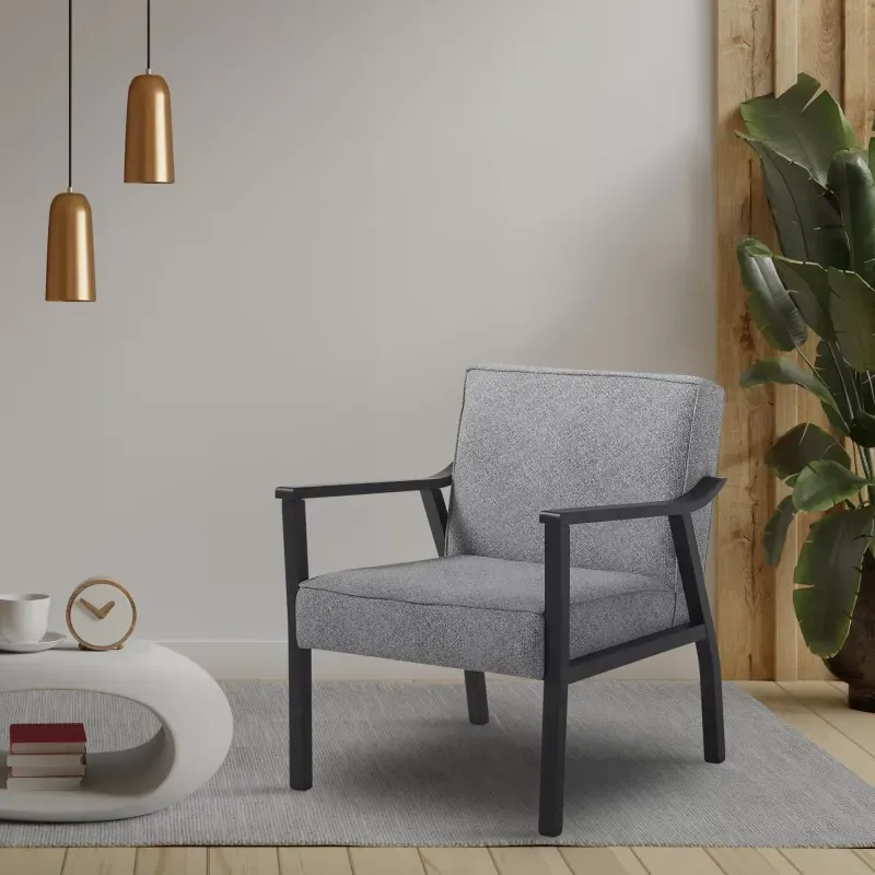 Poltrona Decorativa Madeira Maciça Jequitibá Assento com Persintas Elásticas Antônia Preto