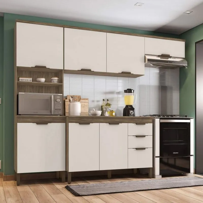 Cozinha Completa 5 Peças 7 Portas Milena Incorplac Teka/Champanhe