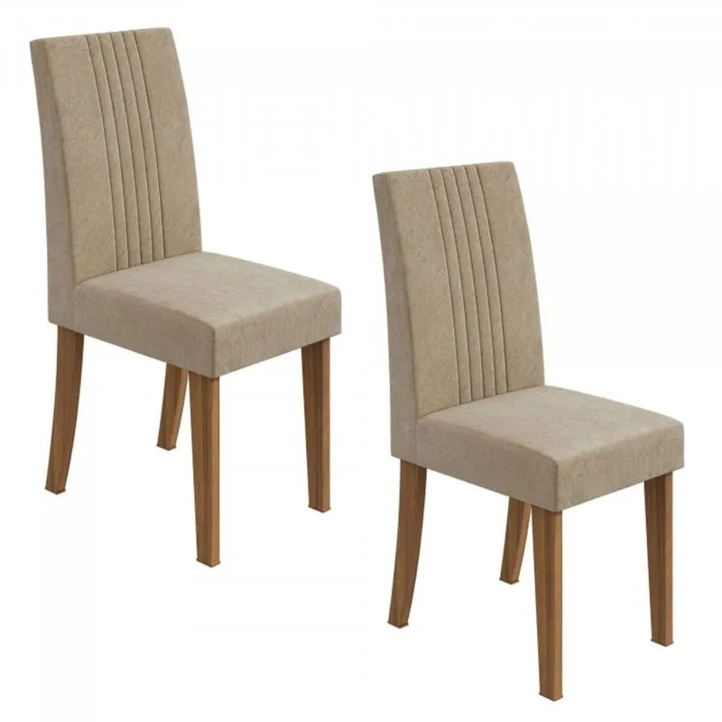 Conjunto 2 Cadeiras Rock Móveis Lopas Rovere Naturale/Naturale Creme
