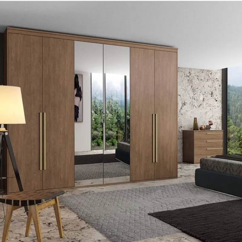 Guarda Roupa Casal com Espelho 6 Portas 6 Gavetas 227cm Originale Belmax Ébano