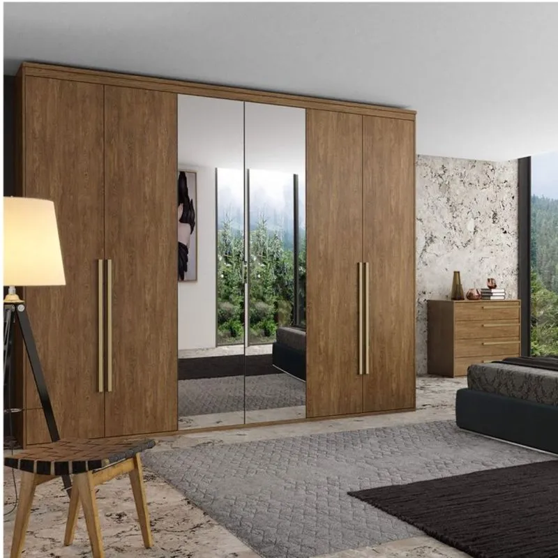 Guarda Roupa Casal com Espelho 6 Portas 6 Gavetas 227cm Originale Belmax Álamo