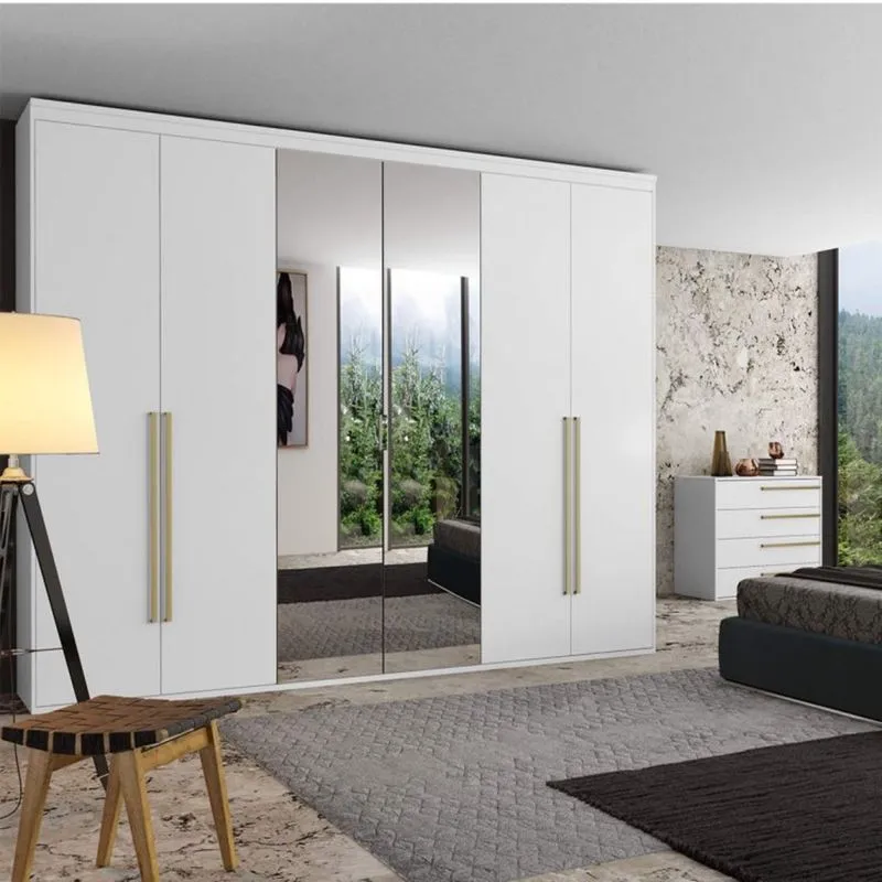 Guarda Roupa Casal com Espelho 6 Portas 6 Gavetas 227cm Originale Belmax Branco