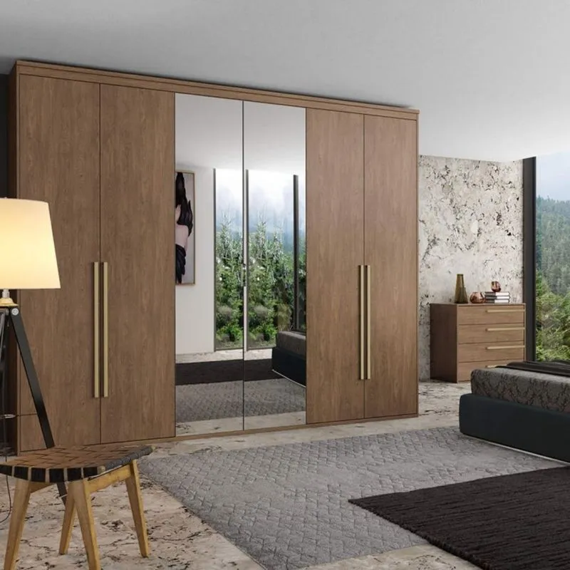 Guarda Roupa Casal com Espelho 6 Portas 6 Gavetas 267cm Originale Belmax Ébano
