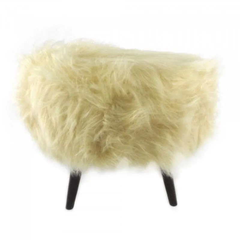 Puff Decorativo Base em Madeira Tecno Mobili Bege/Castanho