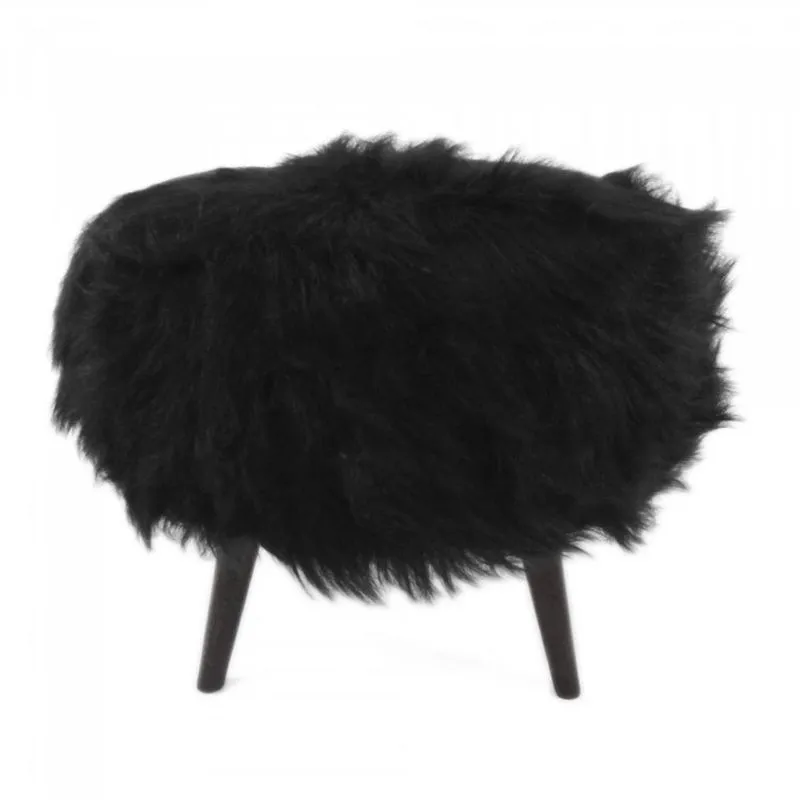 Puff Decorativo Base em Madeira Tecno Mobili Preto/Castanho