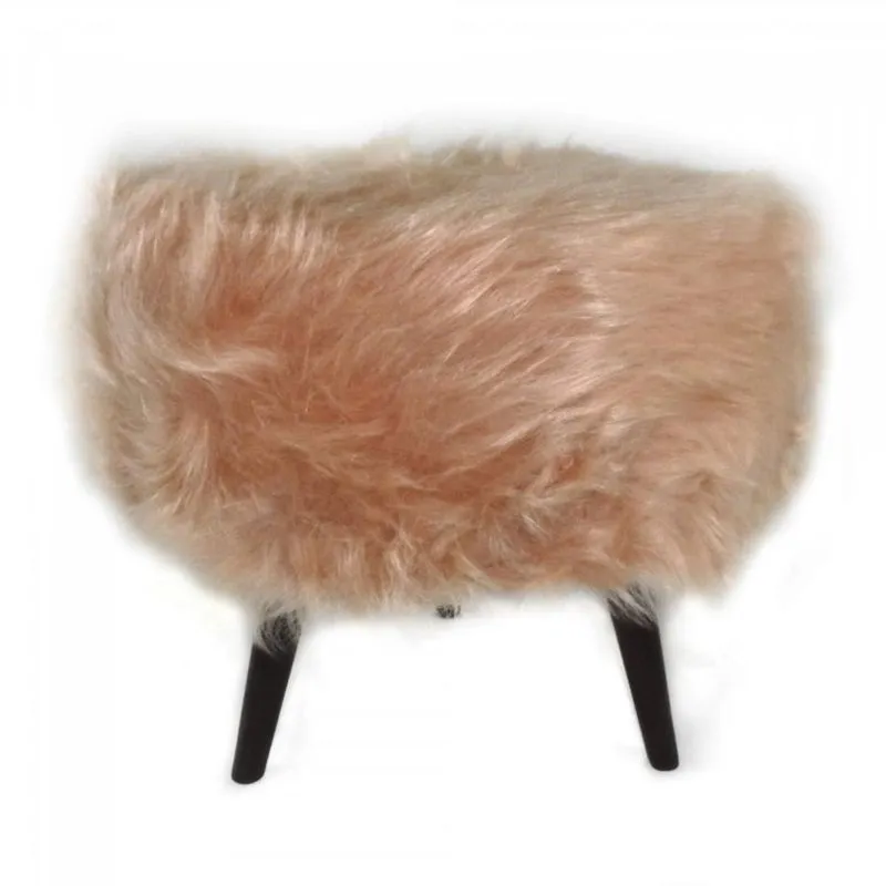 Puff Decorativo Base em Madeira Tecno Mobili Rosa/Castanho
