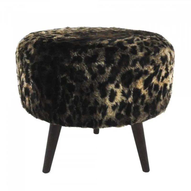 Puff Decorativo Base em Madeira Tecno Mobili Tigre/Castanho