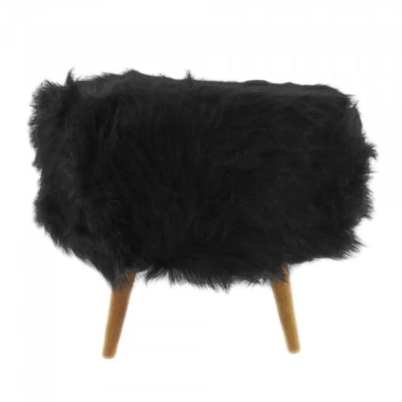 Puff Decorativo Base em Madeira Tecno Mobili Preto/Natural