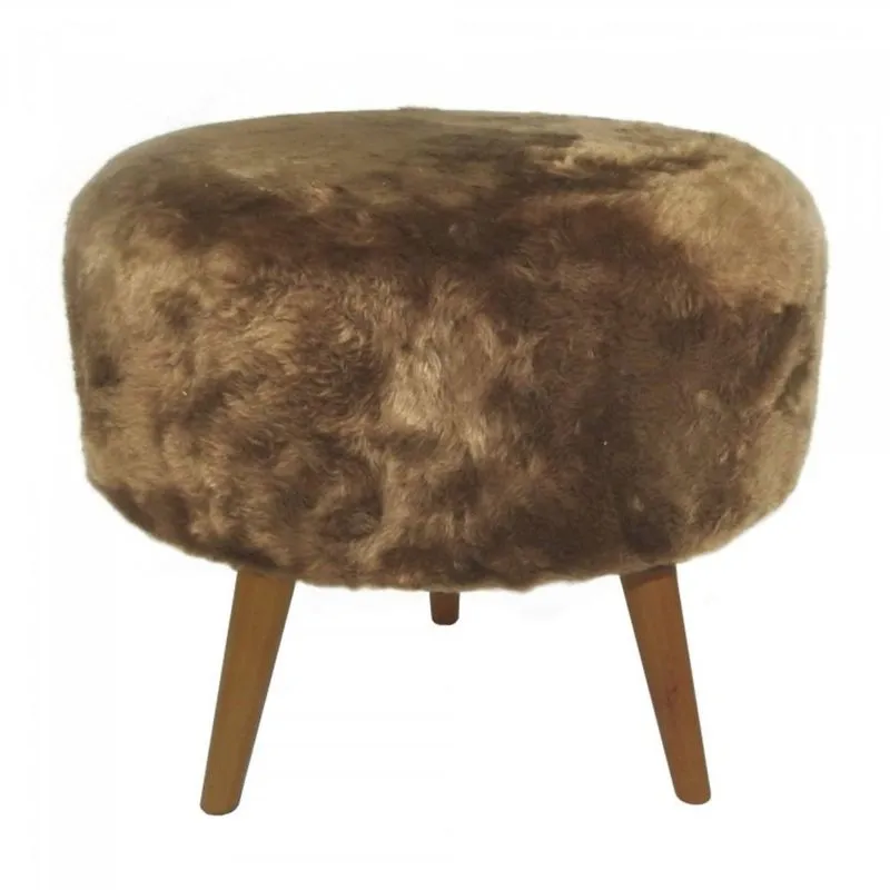 Puff Decorativo Base em Madeira Tecno Mobili Marrom/Natural