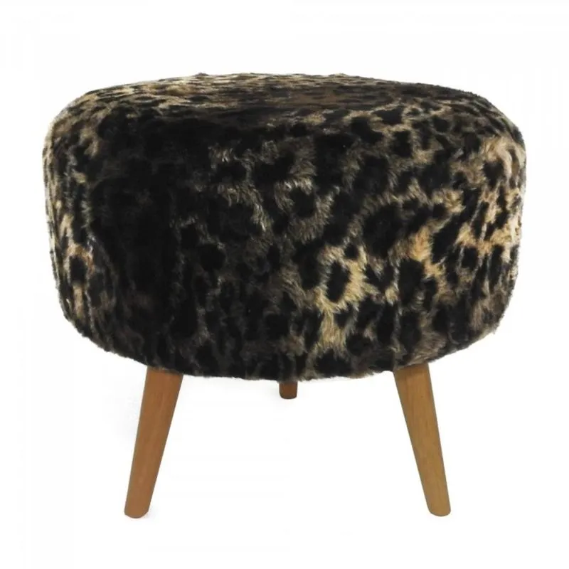 Puff Decorativo Base em Madeira Tecno Mobili Tigre/Natural