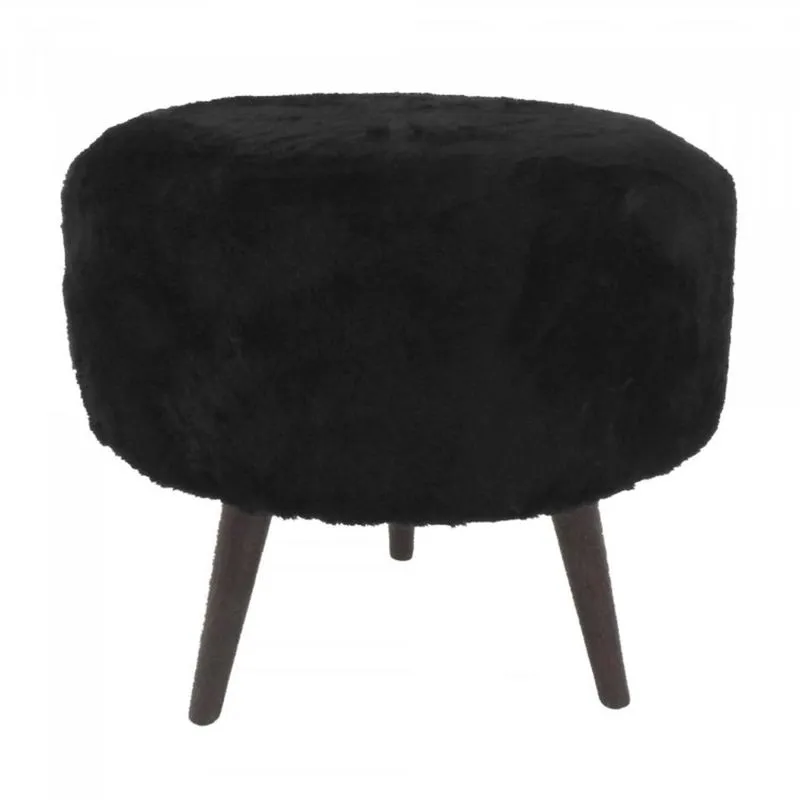 Puff Decorativo Base em Madeira Tecno Mobili Preto/Castanho