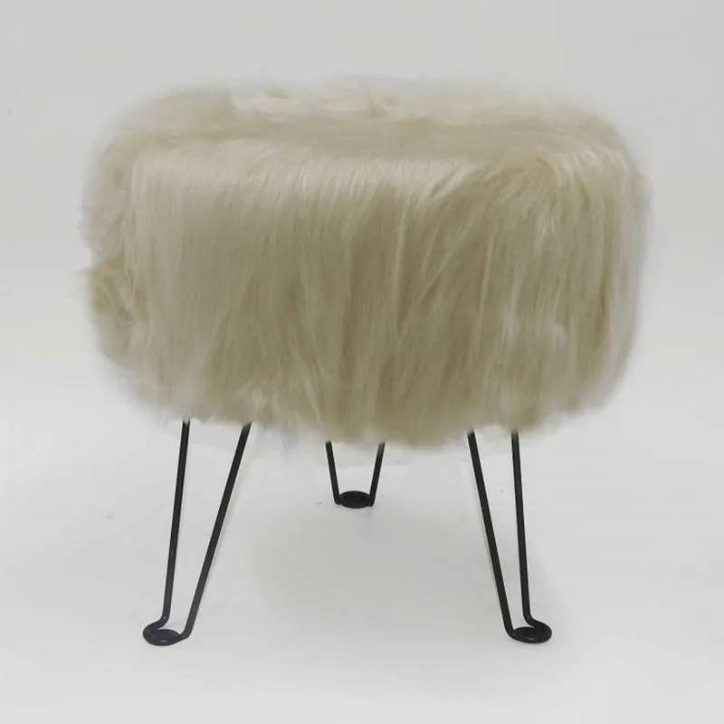 Puff Decorativo Base em Metal Tecno Mobili Bege/Preto