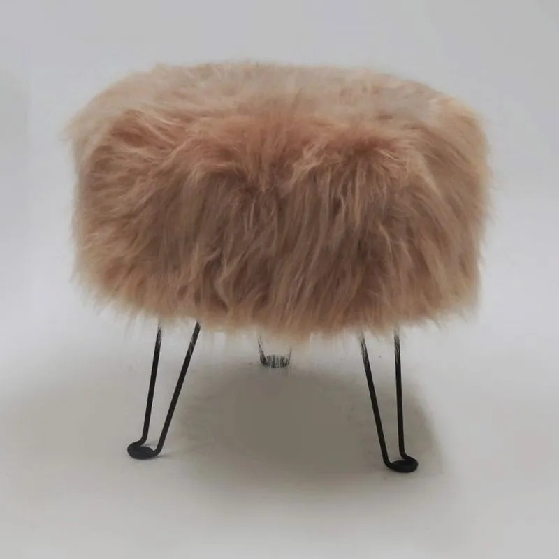 Puff Decorativo Base em Metal Tecno Mobili Rosa/Preto