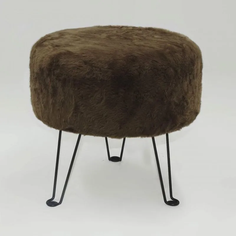 Puff Decorativo Base em Metal Tecno Mobili Marrom/Preto