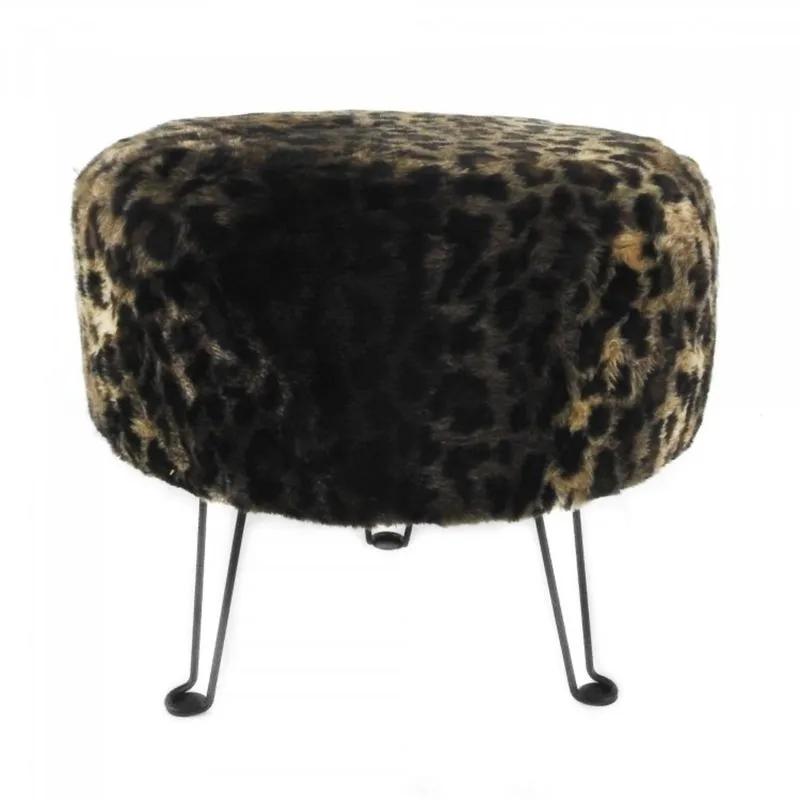 Puff Decorativo Base em Metal Tecno Mobili Marrom/Preto