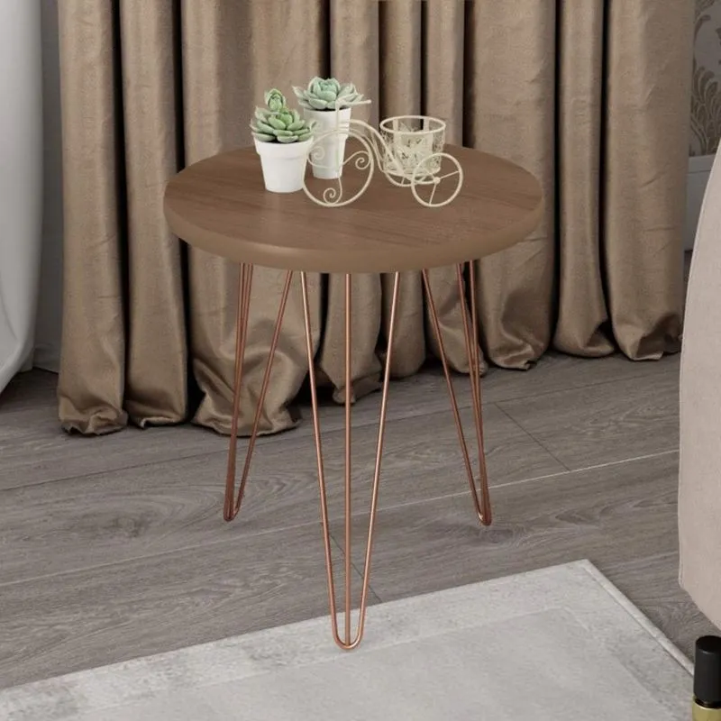 Mesa Lateral com Pés Metálicos Evolution Patrimar Móveis Canelato