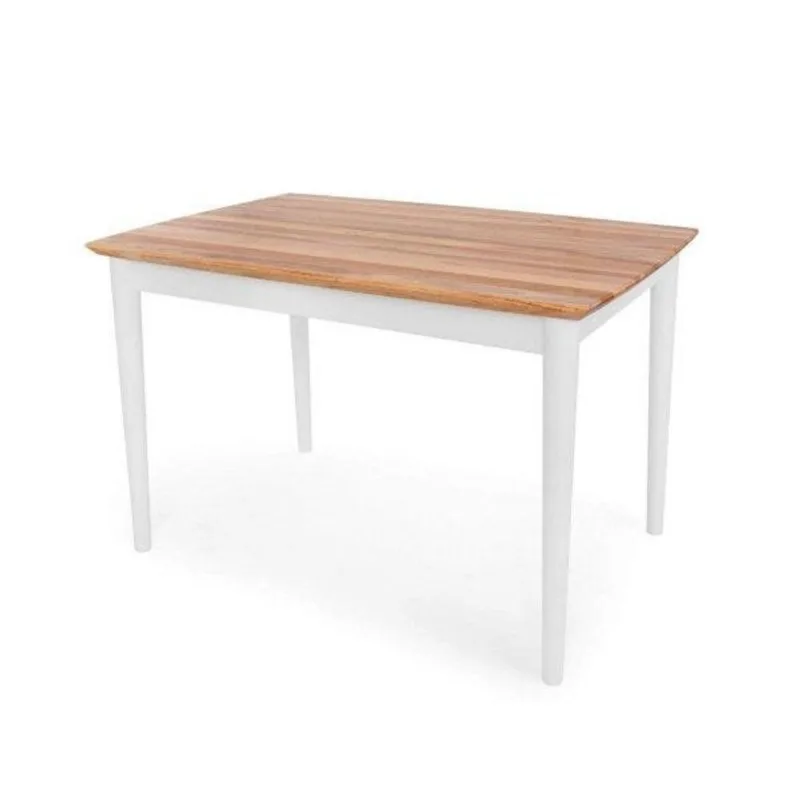 Mesa 6 Lugares Retangular Madeira Maciça Milena Branco Branco/Natural