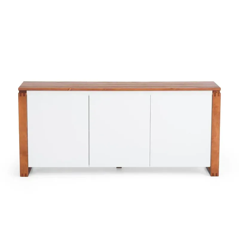 Buffet Aparador 3 Portas 1 Gaveta 140cm Craft Branco/Garapa Garapa/Branco