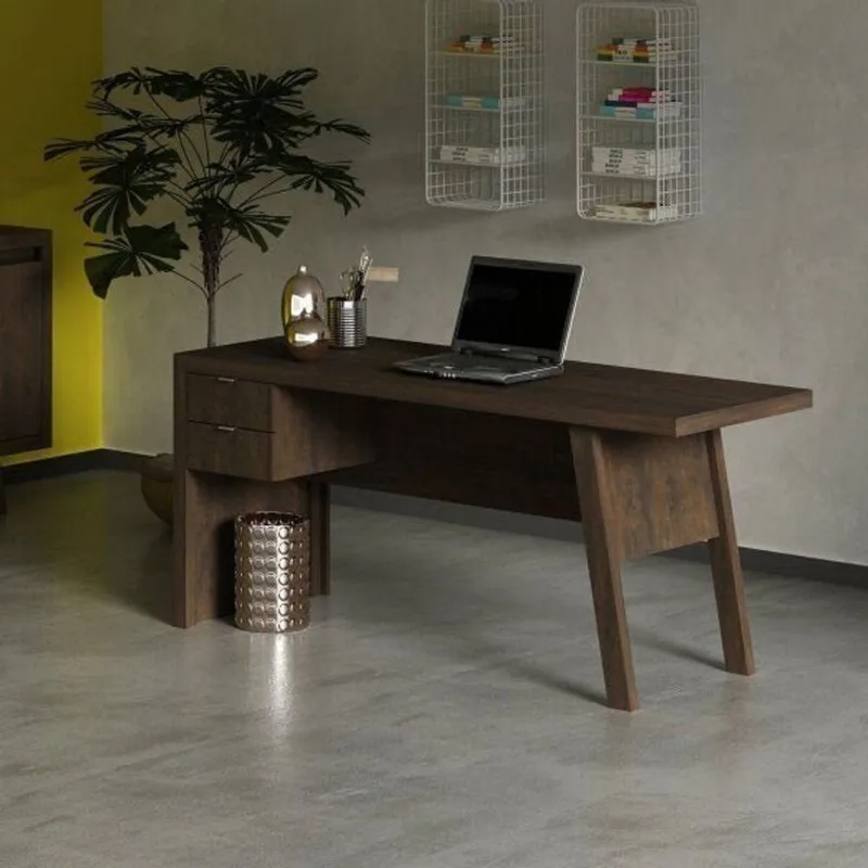 Escrivaninha Mesa Escritório ME4122 2 Gavetas 163cm Rustico Marrom Rústico