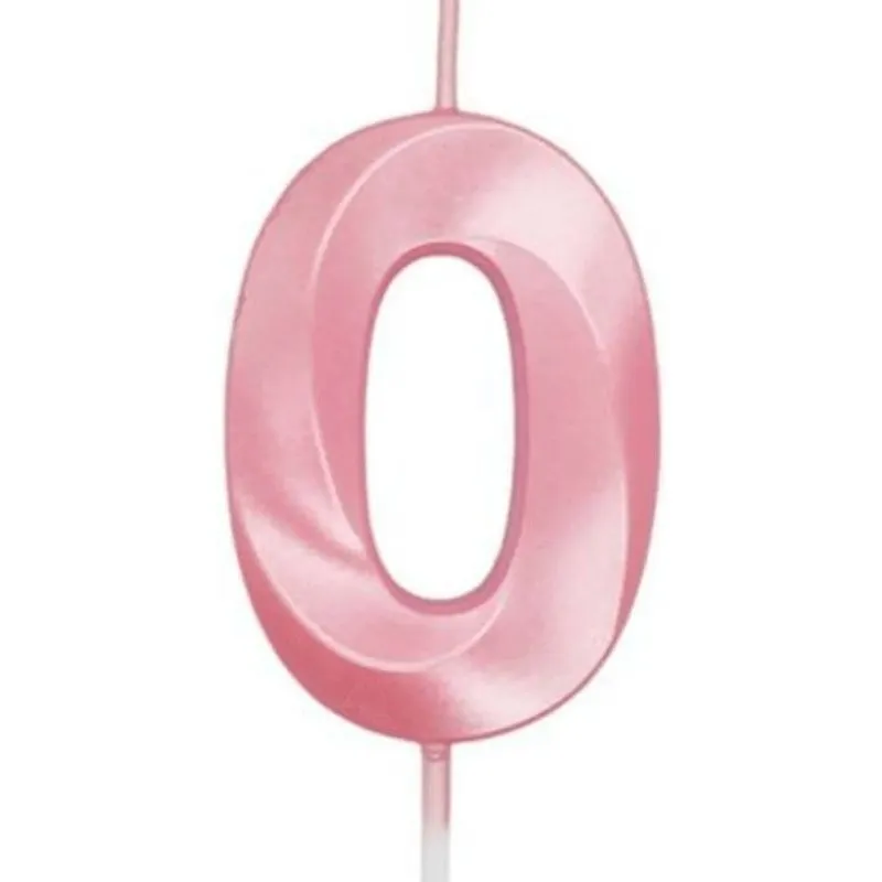 Vela de Aniversário Mini Design Perolizada Rosa Candy Nº 0 - Silver Festas