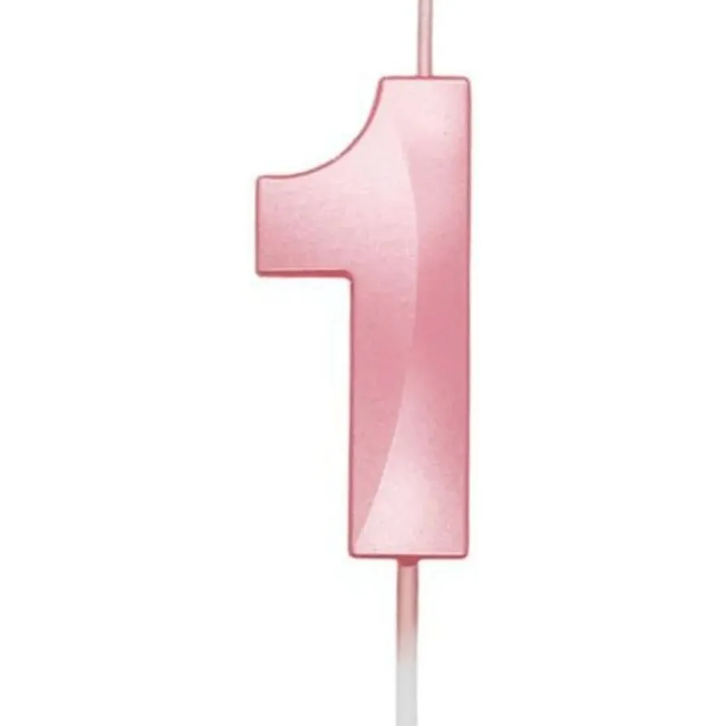Vela de Aniversário Mini Design Perolizada Rosa Candy Nº 1 - Silver Festas
