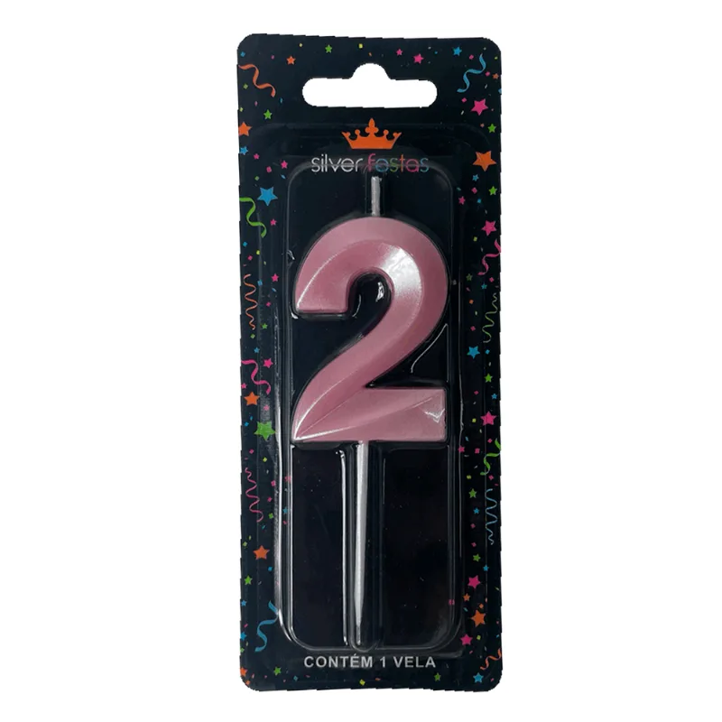 VELA DESIGN 5CM ROSA CANDY N.2 VDX02 ÚNICA
