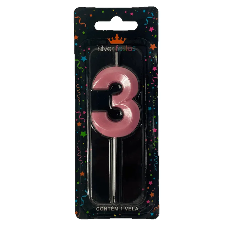 VELA DESIGN 5CM ROSA CANDY N.3 VDX03 ÚNICA