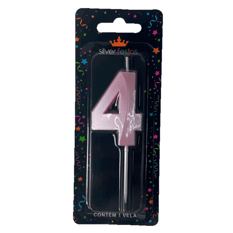 VELA DESIGN 5CM ROSA CANDY N.4 VDX04 ÚNICA