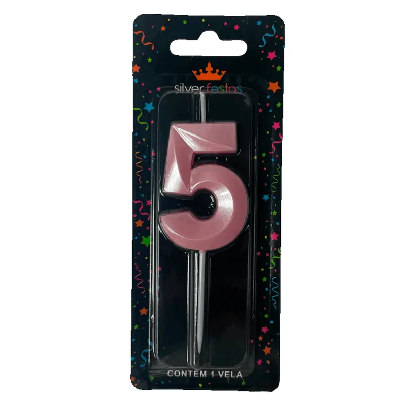 VELA DESIGN 5CM ROSA CANDY N.5 VDX05 ÚNICA
