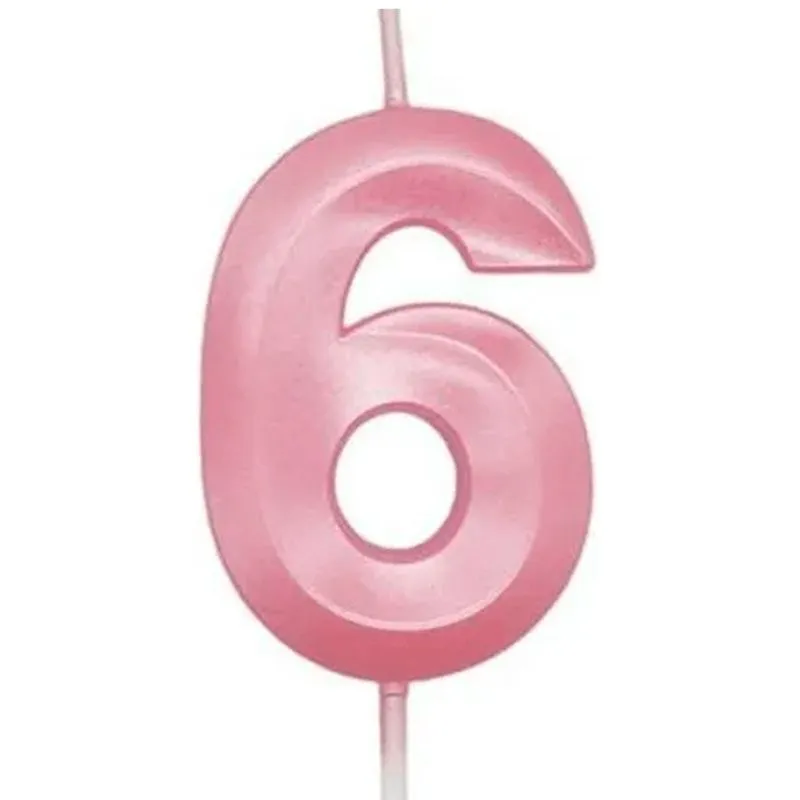 Vela de Aniversário Mini Design Perolizada Rosa Candy Nº 6 - Silver Festas