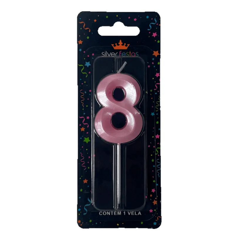 VELA DESIGN 5CM ROSA CANDY N.8 VDX08 ÚNICA