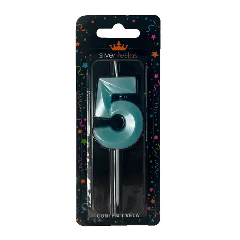 VELA DESIGN 5CM VERDE AGUA N.5 VDZ05 ÚNICA