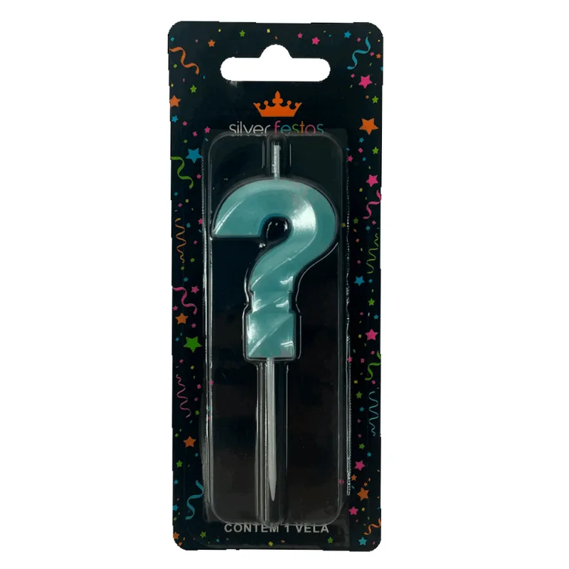 VELA DESIGN 5CM VERDE AGUA INTERROGACAO VDZZZ ÚNICA