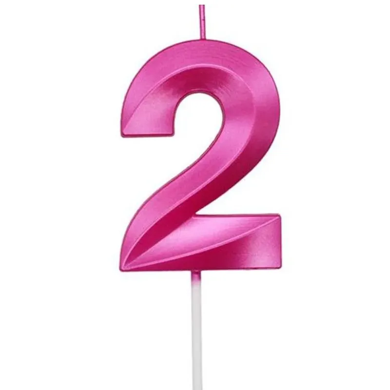 Vela de Aniversário Design Perolizada Rosa Pink Nº 2 - Silver Festas