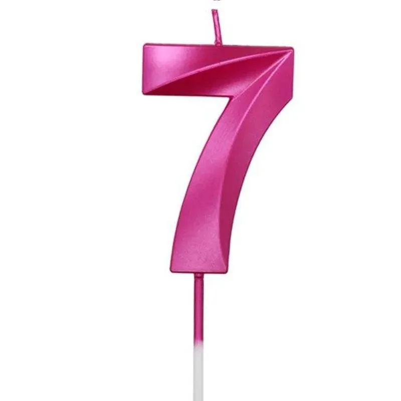 Vela de Aniversário Design Perolizada Rosa Pink Nº 7 - Silver Festas