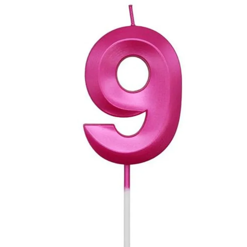 Vela de Aniversário Design Perolizada Rosa Pink Nº 9 - Silver Festas
