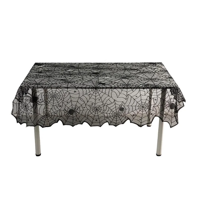 Toalha De Mesa Retangular Teia De Aranha Halloween 137 X 183 Cm