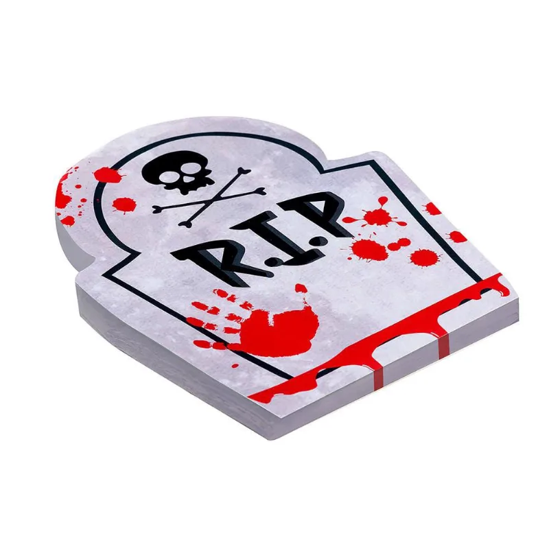 Guardanapo Estampado Holloween Lápide Folha Dupla 33x33cm