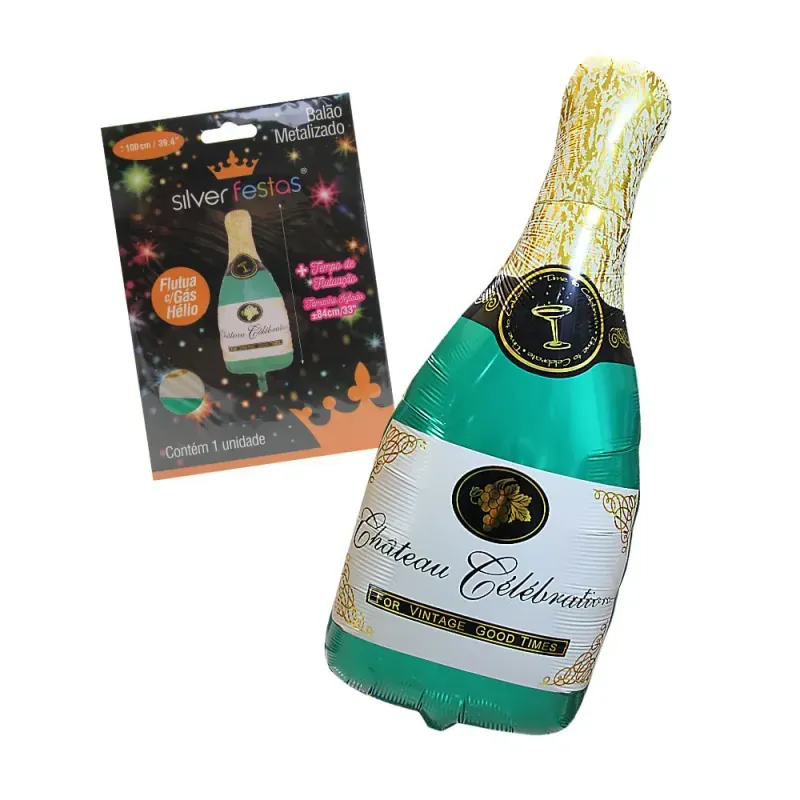 Balao Metalizado Champagne Silver Plastic