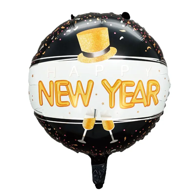 Balão Metalizado Redondo Natal New Year 18" QDN009 SILVER PLASTIC