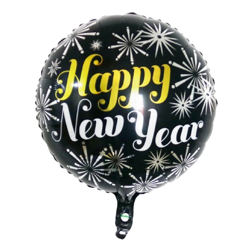 Balão Metalizado Redondo Natal Happy New Year 18" QDN010 SILVER PLASTIC