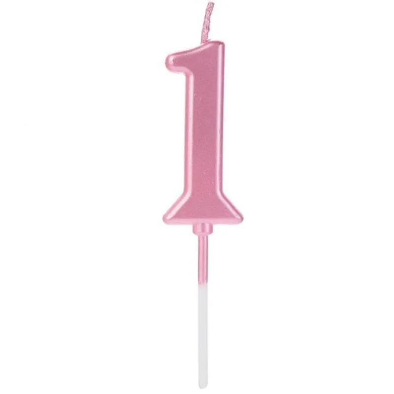 Vela Pick Metalizada Rosa Candy Color Numero 1 - 1 Un