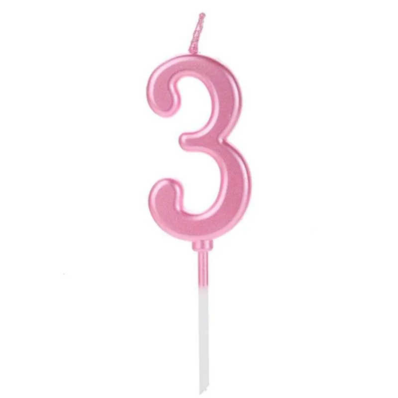 Vela Pick Metalizada Rosa Candy Color Numero 3 - 1 Un