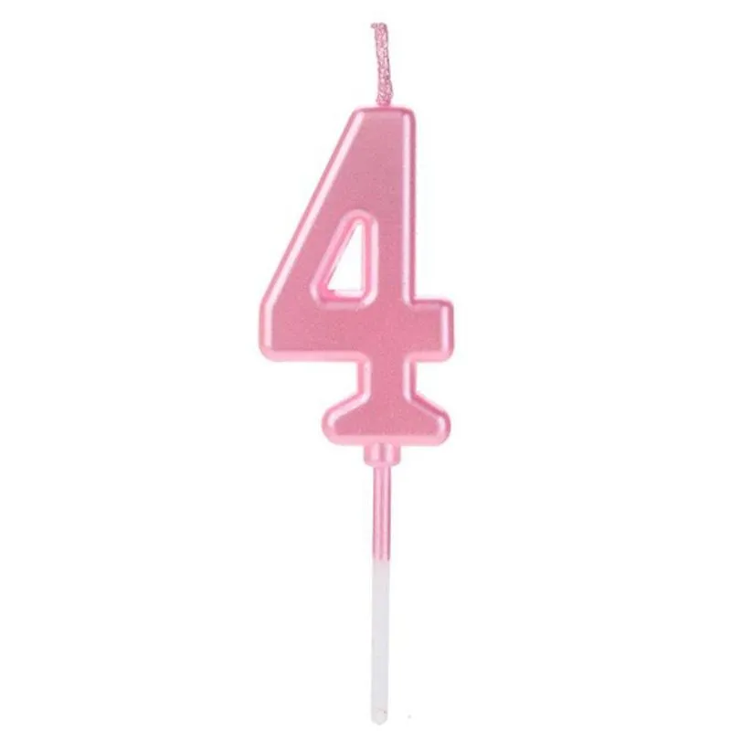 Vela Pick Metalizada Rosa Candy Color Numero 4 - 1 Un