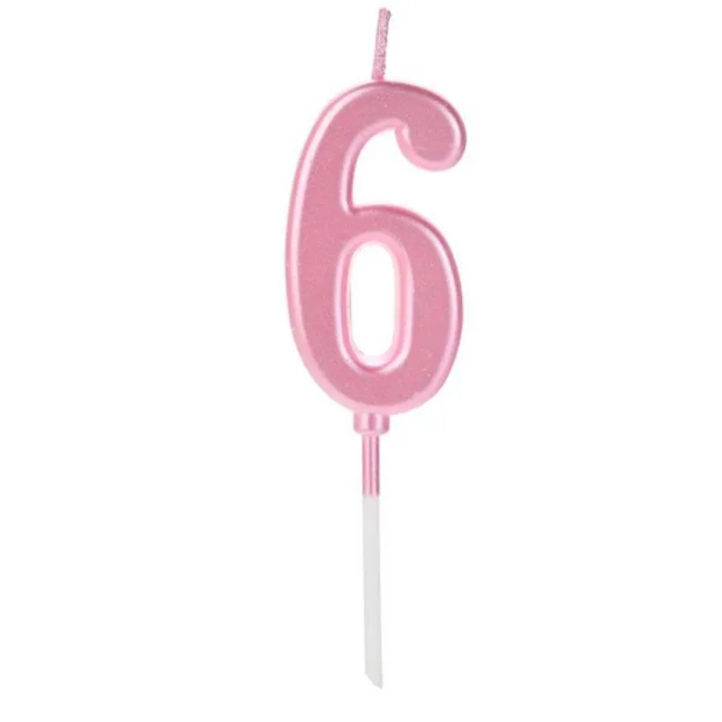 Vela Pick Metalizada Rosa Candy Color Numero 6 - 1 Un