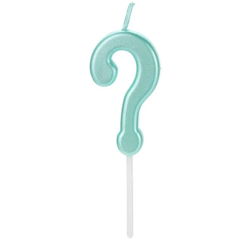 Vela Pick Metalizada Azul Tifany Interrogação - 1 Un